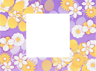 Fresh floral summer background with calm gradient color. Social media post template with flowers paper cut style. Can be use for fashion ads, cosmetic, branding, greeting card
