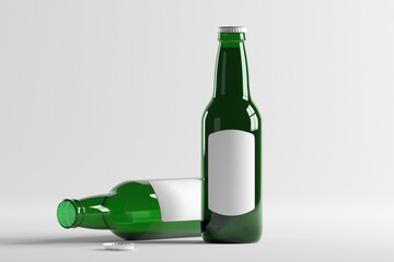 Mock up view of a glass beer bottle