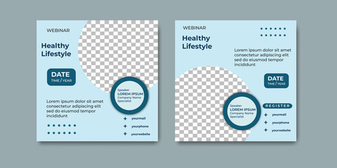Collection of simple creative social media post templates for health webinars concept design.