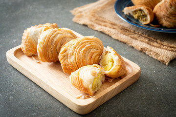 curry puff stuffed beans on plate