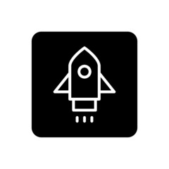 Rocket launch icon vector filled square style
