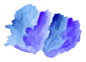 Abstract blue watercolor with gradient on white background. Watercolor clipart for text or logo