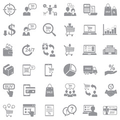 Consumer Behavior Icons. Gray Flat Design. Vector Illustration.