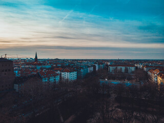 beautiful overview about german city in the afternoon