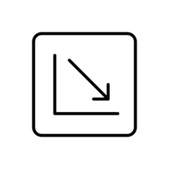 Down chart icon vector line square style
