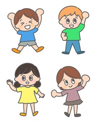 ジャンプして喜ぶ子どもたち