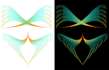 Abstract shapes made with gradient lines. Graphics design elements set