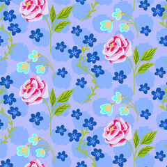 Vintage rose floral seamless pattern