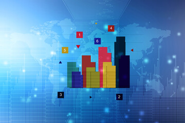 2d rendering Stock market online business concept. business Graph 