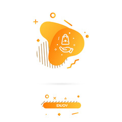 Enjoy gradient button vector. Yellow vibrant package with stars in hand in memphis style for online shopping. Enjoy the moment vector banner isolated on white background