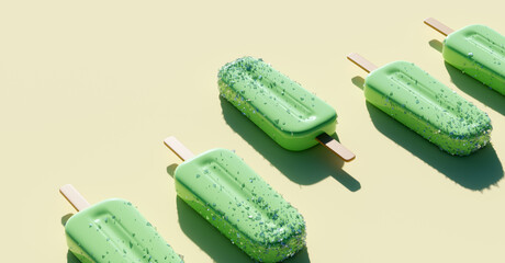 Apple green popsicles background