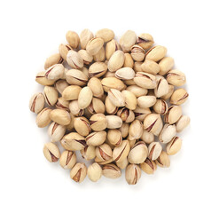 Pile of pistachios in the peel isolated