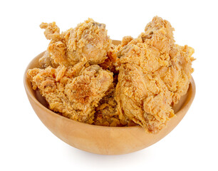 Heap of fried spicy chicken isolated on white background