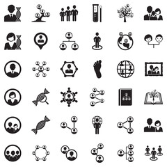 Ancestry Icons. Black Flat Design. Vector Illustration.