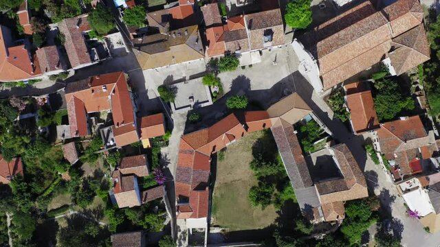 Aerial view of the historic old town of Osor on Cres Island, the Adriatic Sea, Croatia