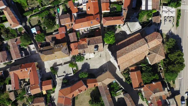 Aerial view of the historic old town of Osor on Cres Island, the Adriatic Sea, Croatia
