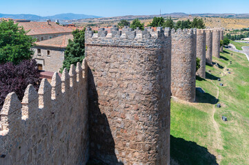 Avila (Castile and Leon, Spain): the famous medieval walls that surround the city. UNESCO World Heritage Site