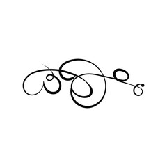 Vector Calligraphic Swirl, Black Curve Line Isolated on White Background.
