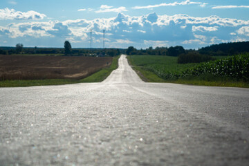 Road in the village in summer