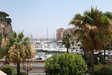 Fototapeta na wymiar Landscape of Monaco in summer, beautiful mountains and sea