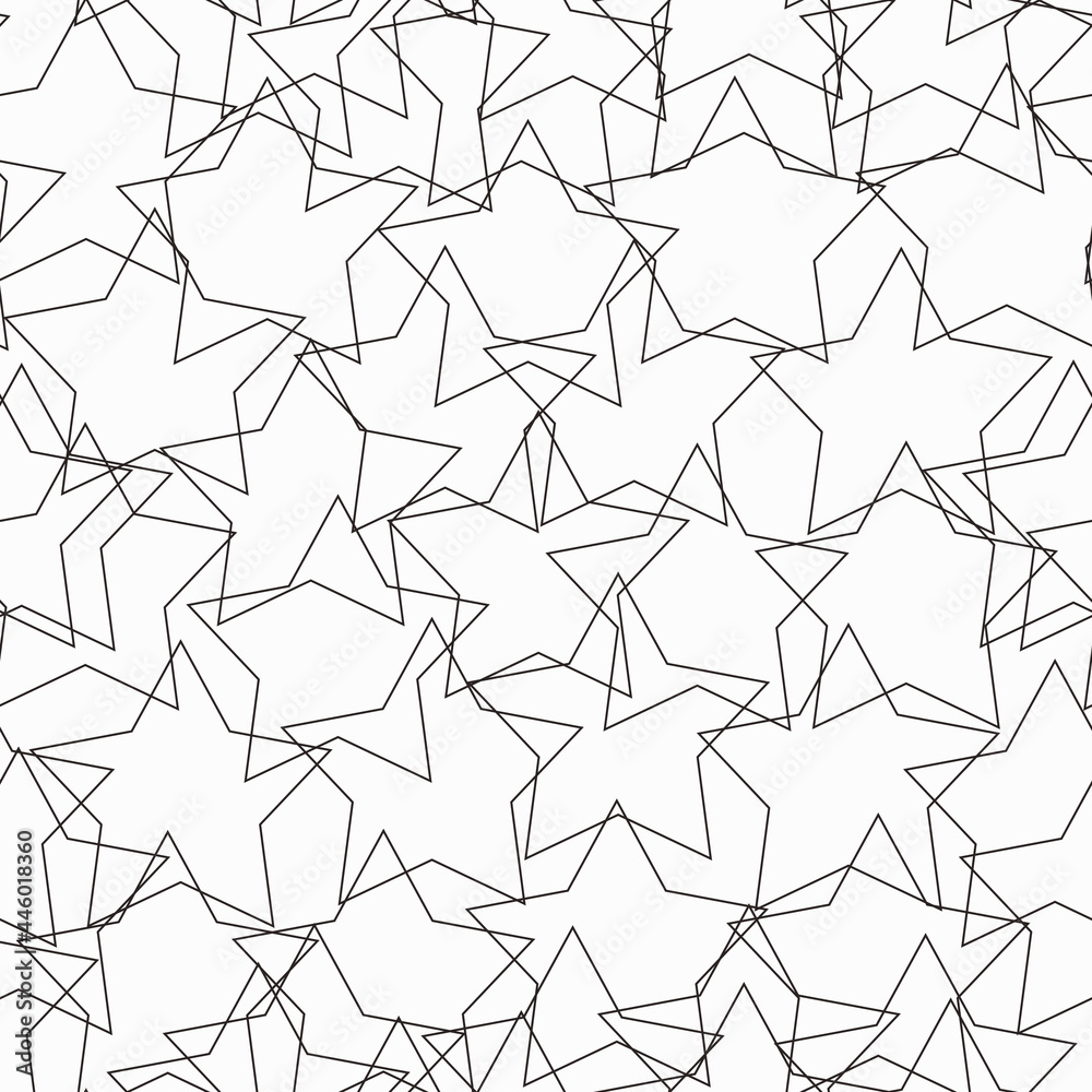Poster Random location of empty stars. Vector seamless and repeated shape of star.