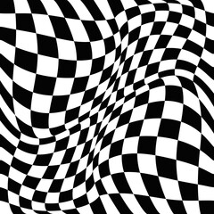 Checker curl vector flag. Seamless convex or concave wavy race flag. Vector.