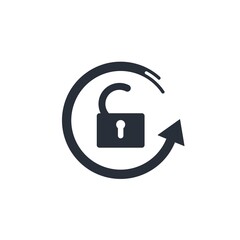 Open lock and stream. Opened to expand the boundaries possibility. Vector icon isolated on white background.