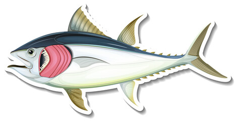 Sticker fish with gills on white background