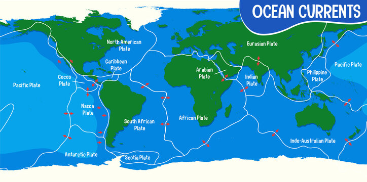 The Ocean Currents Map with names