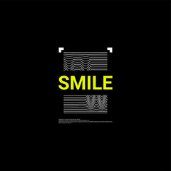 Smile writing design, suitable for screen printing t-shirts, clothes, apparel, jackets and others