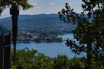 Fototapeta na wymiar landscapes of lake maggiore during a hot summer day in July