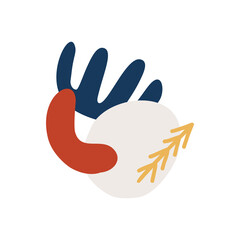 Obraz premium Abstract organic shapes,minimalist elements, hand drawn lines in pastel colors. Modern abstract design for social media stories, posters, branding. Vector illustration isolated on white background.