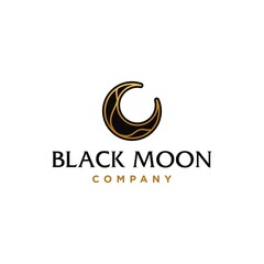 Obraz premium black and golden moon logo. elegant crescent moon and star logo design line icon vector in luxury style outline linear