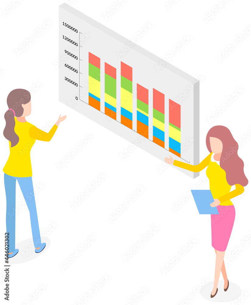 Poster visualize with business analytics. work with statistical data analysis, changing indicators. analyze