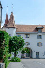 Fototapeta na wymiar Château en vieille ville du Landeron, Suisse