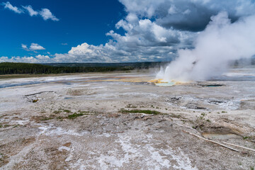 geyser in the fountain paintpot area of yellowstone national park