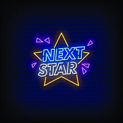 Next Star Neon Signboard On Brick Wall