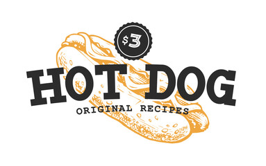 Hot Dog Retro Emblem