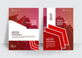 Business cover report template with modern red white corporate concept. Minimalist cover design style set. Can be use for business annual report, name cade, flier, banner