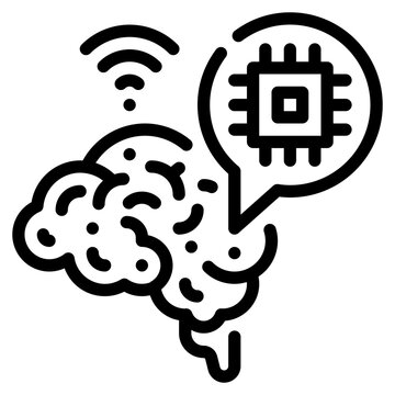 Wireless Brain Sensors Line Icon