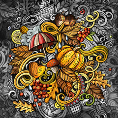 Doodles graphic grunge Autumn illustration.