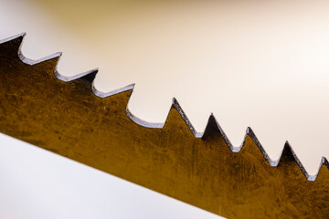 A close-up image of a electric jigsaw blade. Accessories for hand-held power tools.