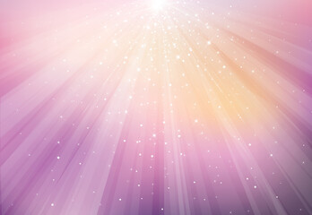 Vector  violet sparkling background with rays, lights and stars.