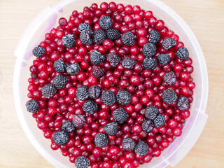Harvest of ripe summer berries