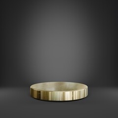 gold 3d platform on gray background