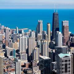 Fototapeta na wymiar High level view of Downtown Chicago - USA