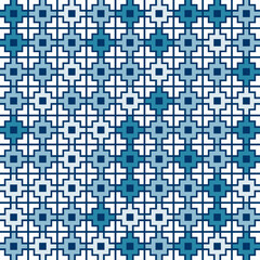 Seamless square tile vibrant contrast blue and white pattern vector background