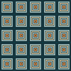Seamless square vibrant contrast teal and orange pattern vector background