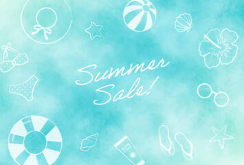 summer vector background with beach icons for banners, cards, flyers, social media wallpapers, etc.