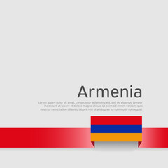 Armenia flag background. State armenian patriotic banner, cover. Ribbon color flag of armenia on a white background. National poster. Vector tricolor flat design
